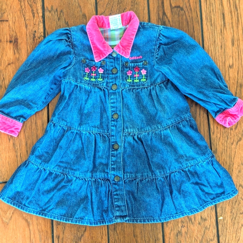 🌺 vintage Oshkosh denim dress, 24mos EUC